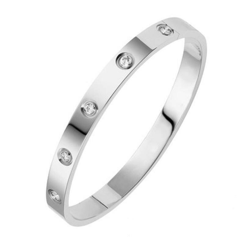 2Ct Round Cut Lab-Created Diamond 14K White Gold Finish Women’s Bangle Bracelet