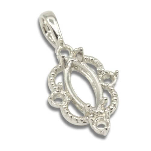 Marquise Accented Milgrain Pre-notched Pendant Mounting
