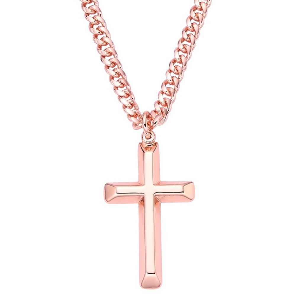 99.9% Pure Copper Cross Necklace 18, 20, 22, 24 Inch Chain Christian Pendant