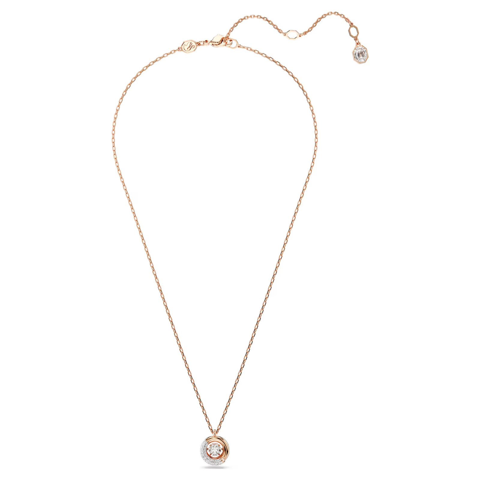 Dextera White Rose Gold Tone Plated Pendant Round Cut New