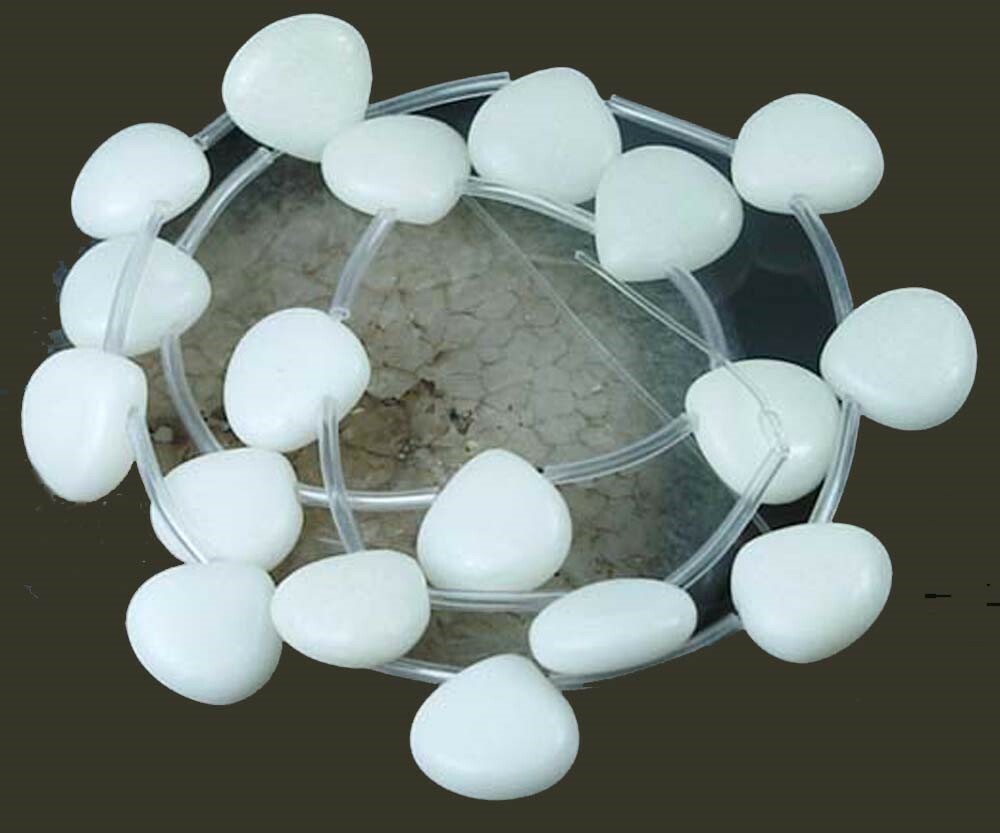 12mm White Jade Briolette Beads 14″