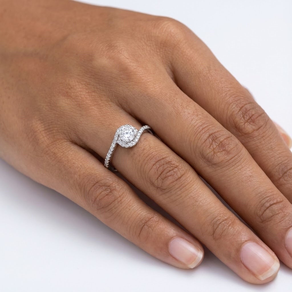 Side Stone Engagement Ring Halo Platinum 1.35 CT Round Lab-Grown Diamond E SI1