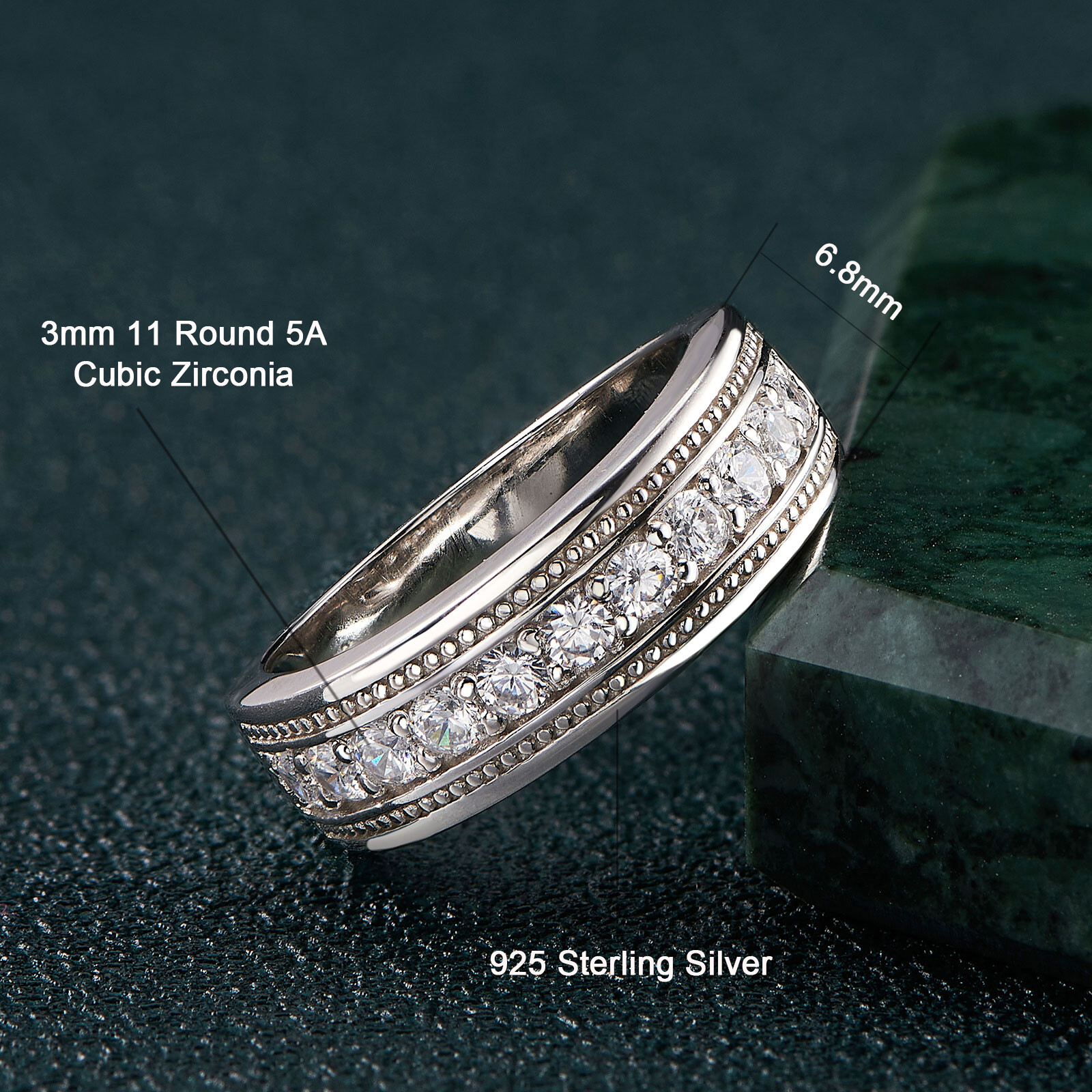 1CT Men Pinky Ring Wedding Promise Ring Wedding Bands Him Silver Mens Jewelry