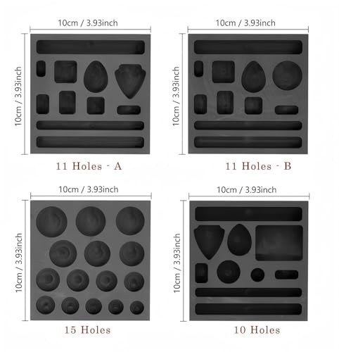 2 Pack Graphite Ingot Molds Set – 11 & 15 Hole Metal Casting Molds for DIY Gold