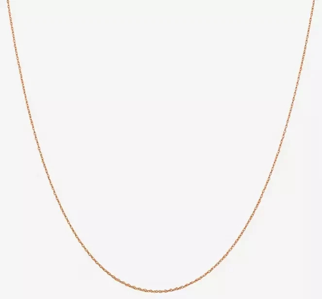 14K Solid Rose Gold .85mm Loose Rope Chain With Spring Ring Lock -18 inches