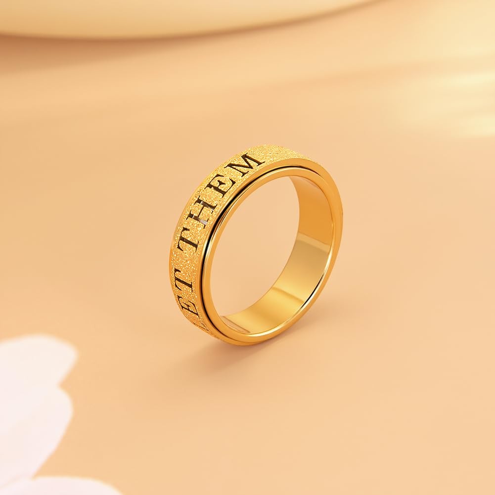 Adults Anxiety Ring for : Fidget Spinner Cute Let Them Symbol Thumb Ring Stai…