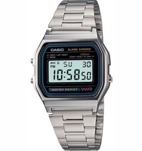 Casio A158WA-1, 7 Year Battery Classic Chronograph Watch, Alarm, Date