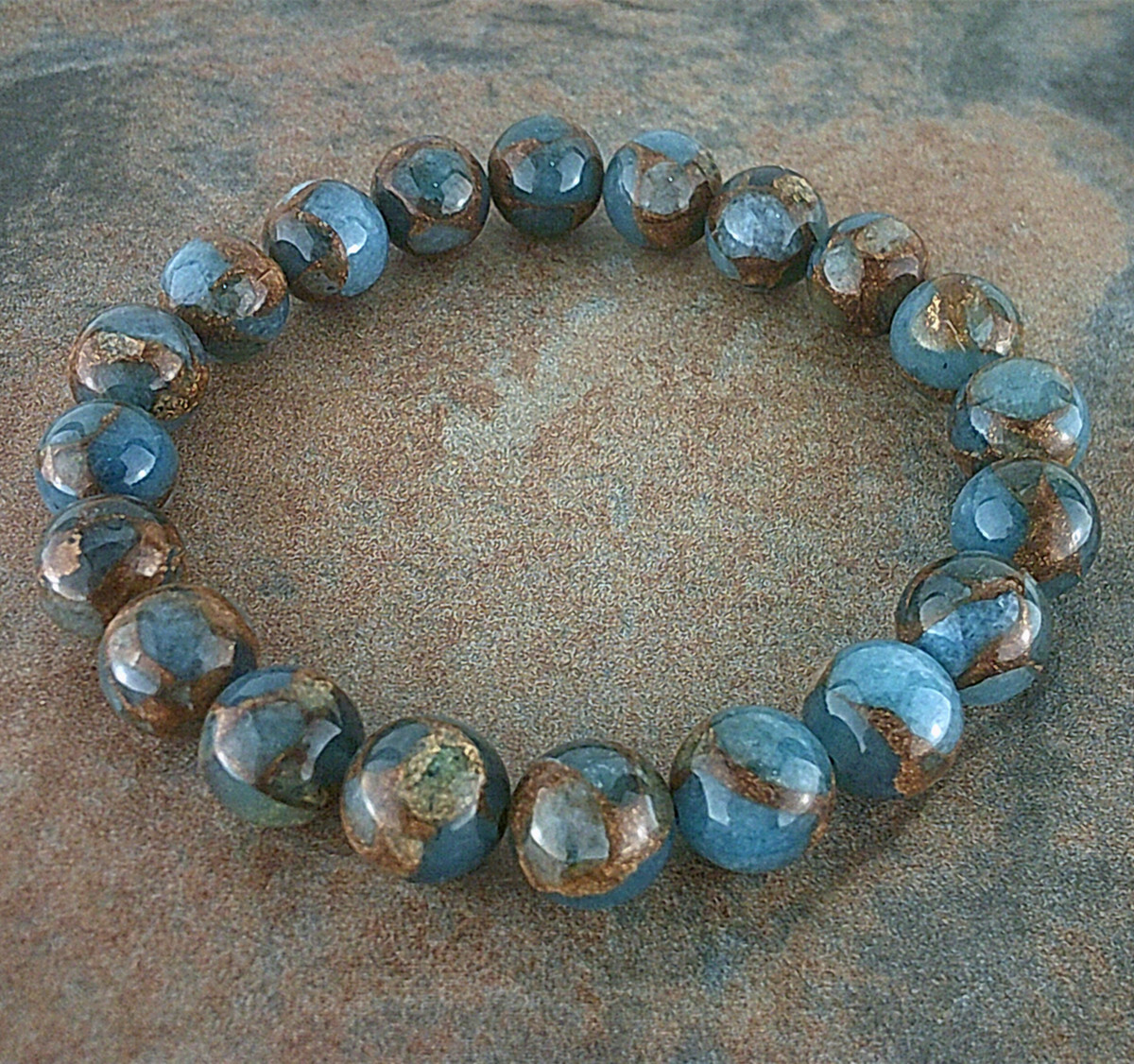 Natural 8MM Lake Blue Gemstone Bracelets Men Women Healing Stone Chakra Jewelry