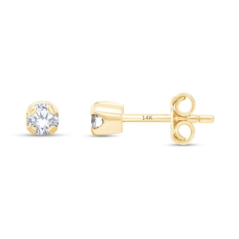 1/4 Ct Lab Grown Diamond Solitaire Stud Earrings in 14K Solid Yellow Gold