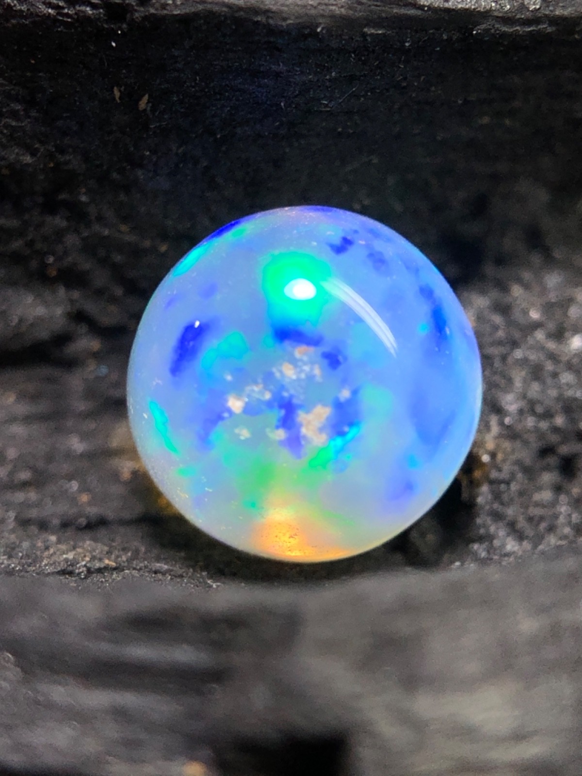 Natural Ethiopian Opal Sphere Ball 7.90 MM White Rainbow Fire Loose Gemstone