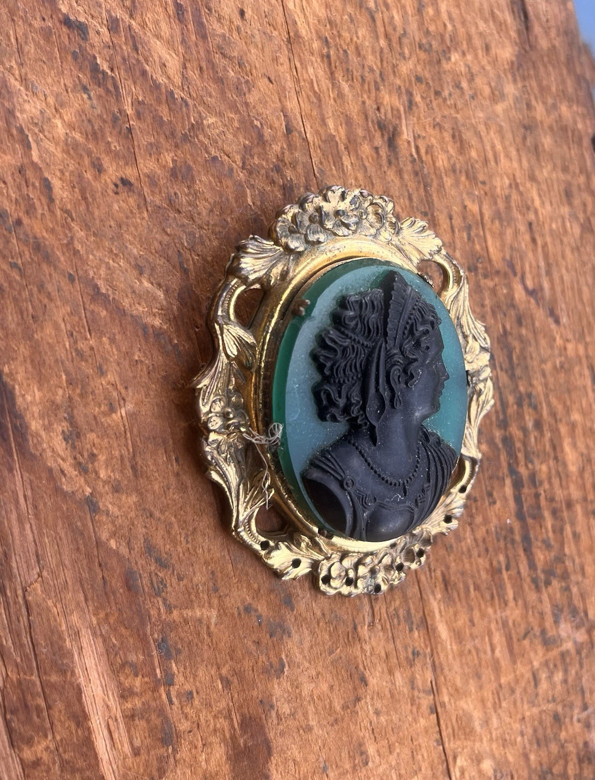 Antique Victorian Mourning Cameo Brooch Dress Pin