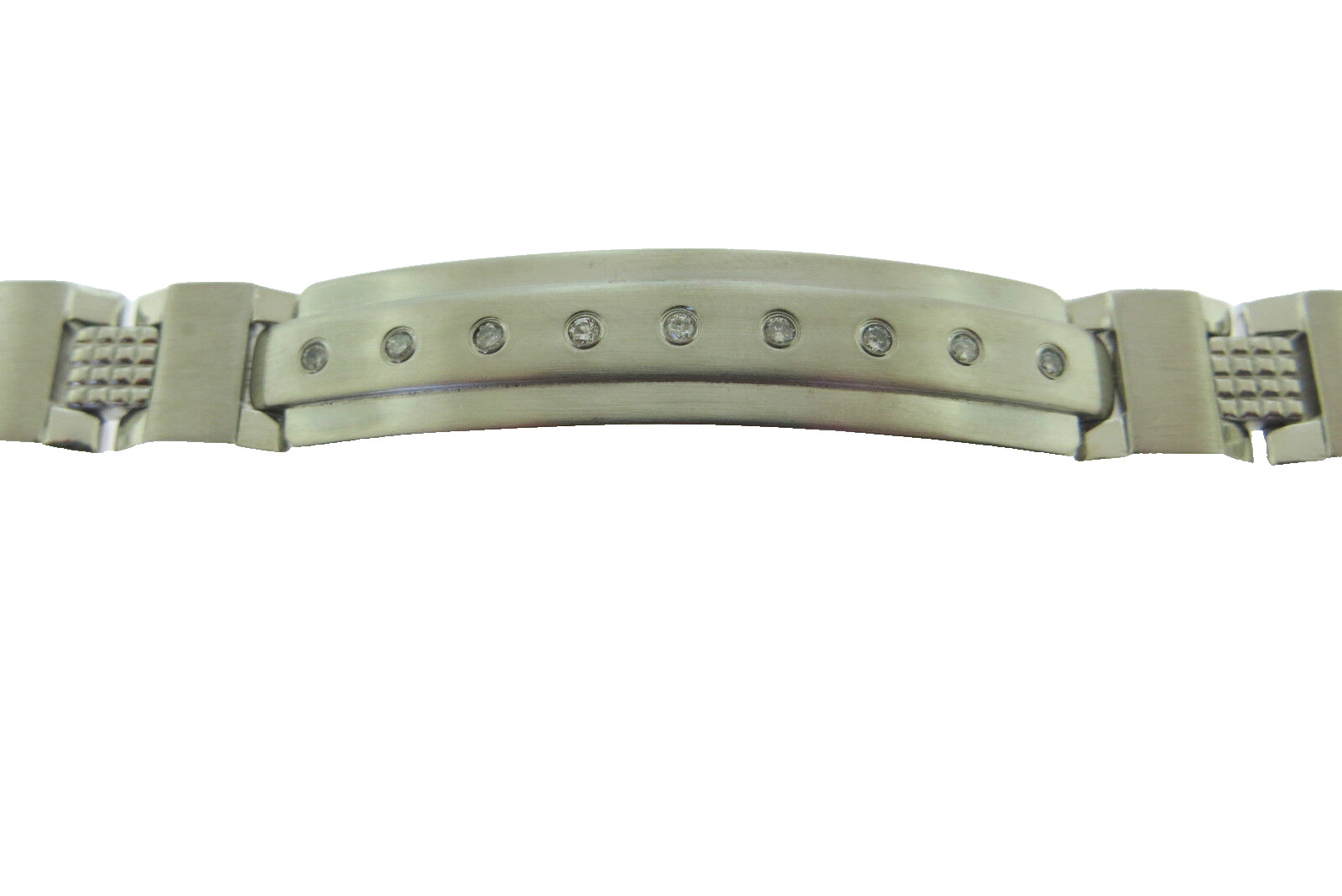 Men’s Brushed and Polished Stainless Steel ID Genuine Diamond Bracelet 8.5 “