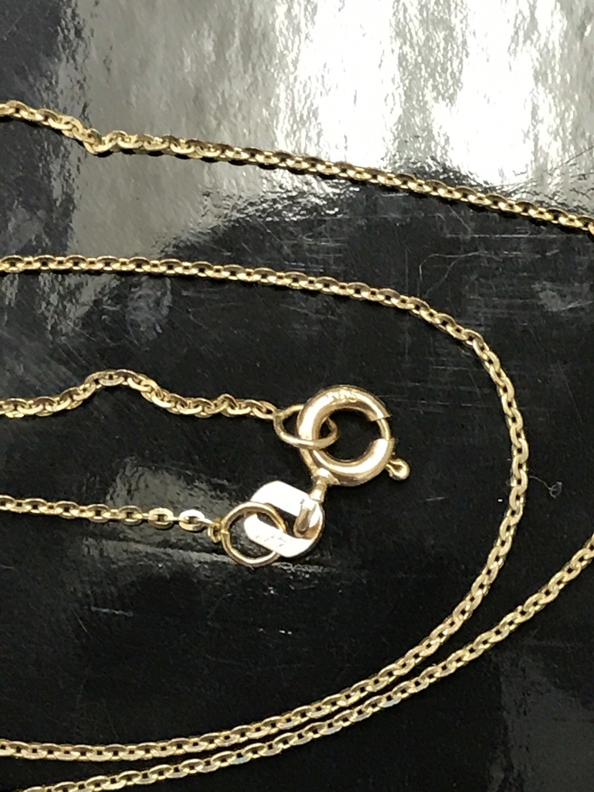 14k Solid Yellow Gold Rolo Anchor chain Necklace 16-18 inches Brand New 1mm