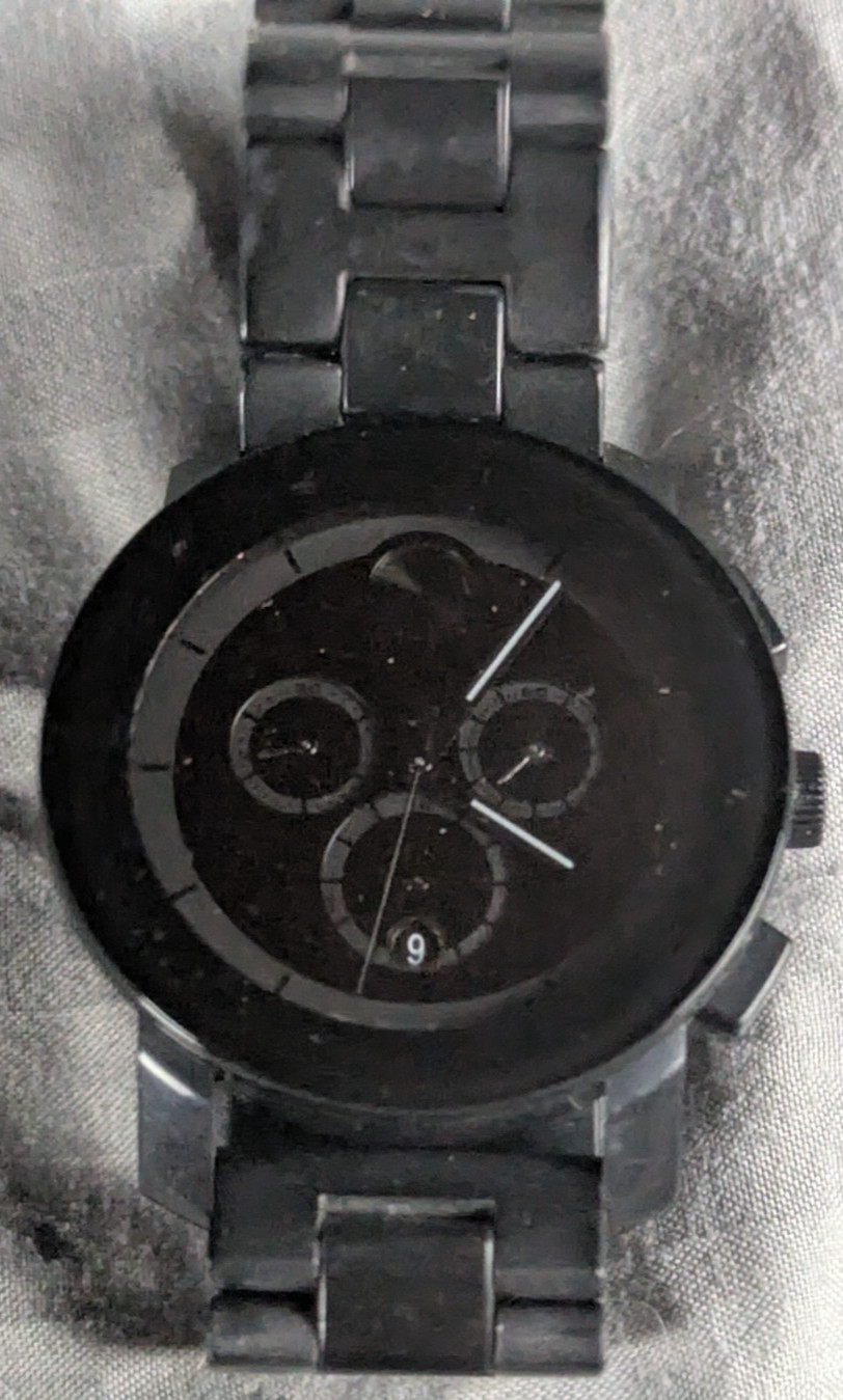Movado Bold Chronograph Black Ion Plated Quartz Men’s Watch Date Stainless