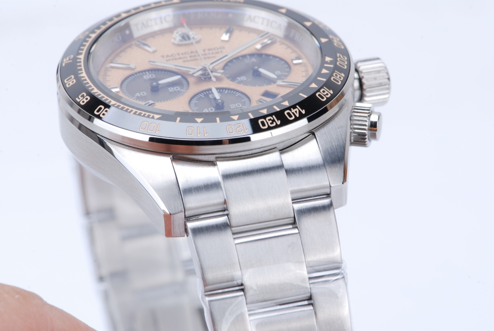 TACTICAL FROG VS75 Quartz Solar Chronograph Watch 41mm Paul Newman Panda 316L C3