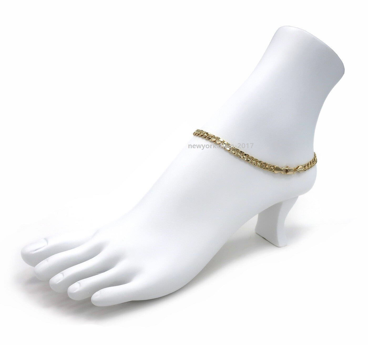 5mm CONCAVE CUBAN CURB LINK CHAIN QUALITY ANKLET BRACELET 14K ITALY GOLD PLATED