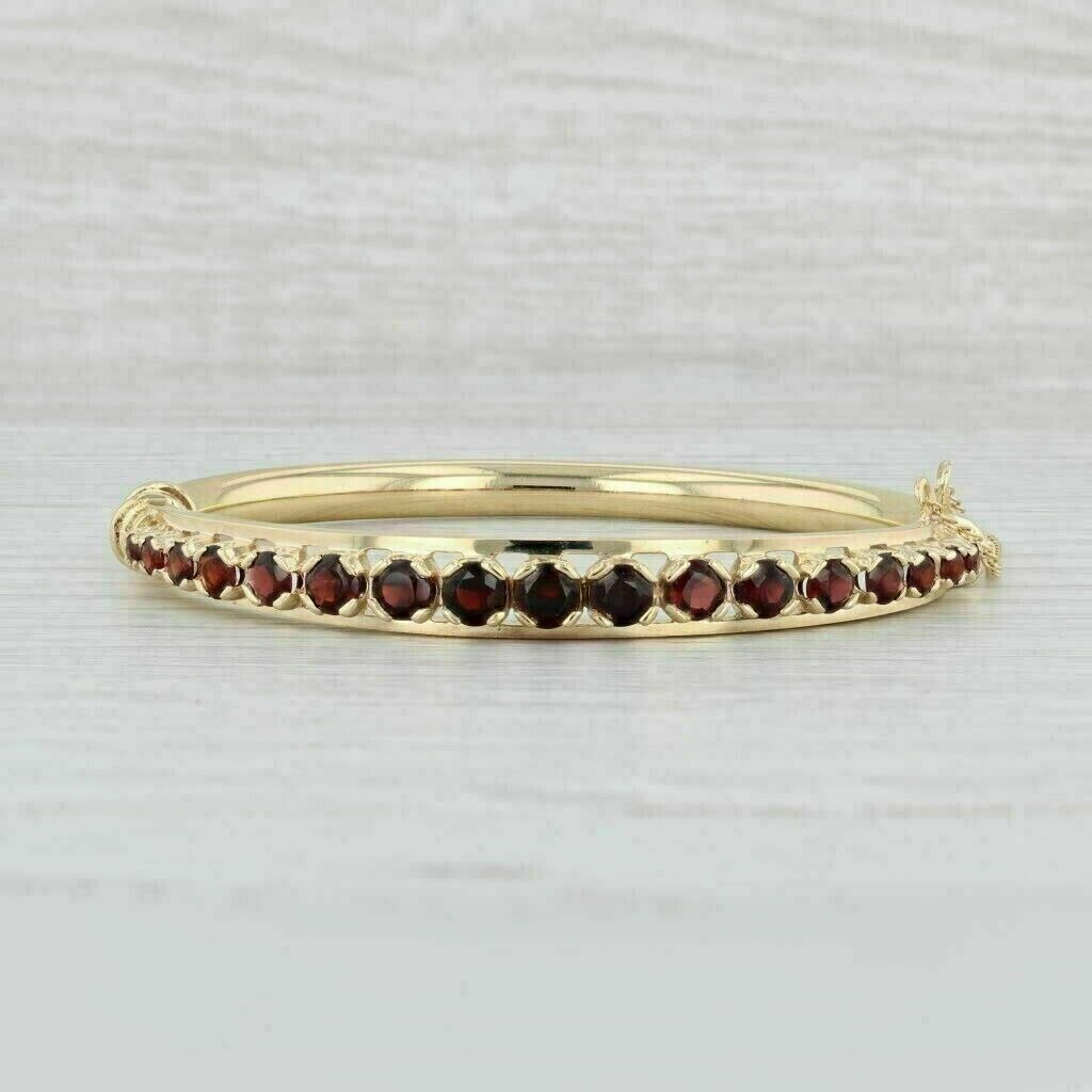 6 Ct Round Lab-Created Red Garnet Ladies Bangle Bracelet 14K Yellow Gold Finish