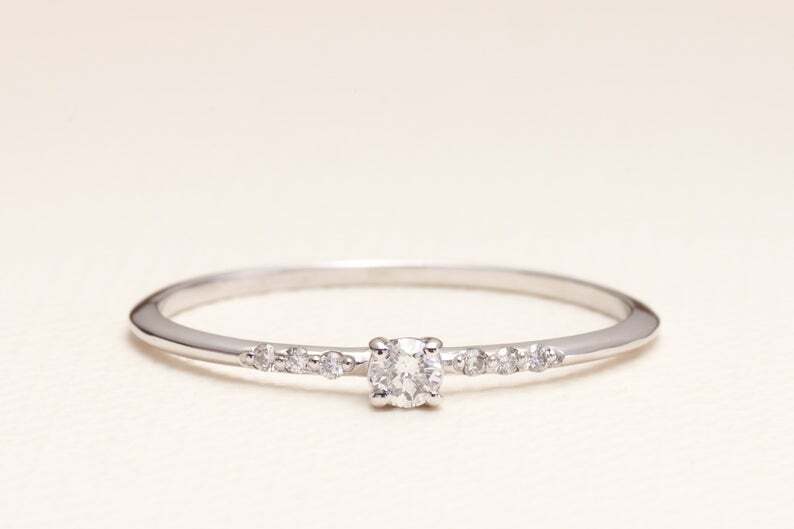 Petite Solitaire with Accents Ring 1ct Lab-Created Diamond Yellow Gold Plated