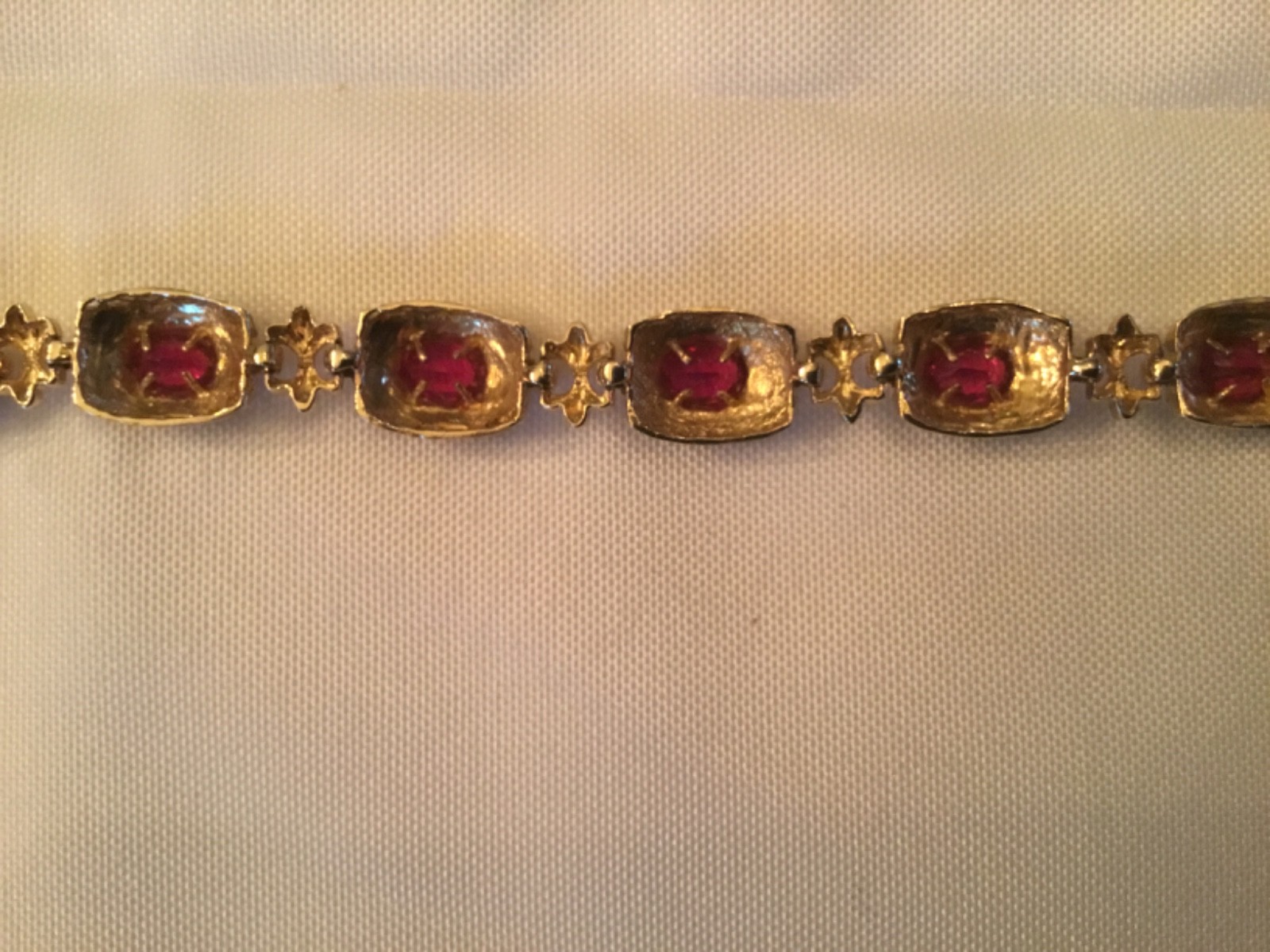 10KT Synthetic Ruby Bracelet -18.52 Grams- Adjustable Clasp- Wear or Scrap
