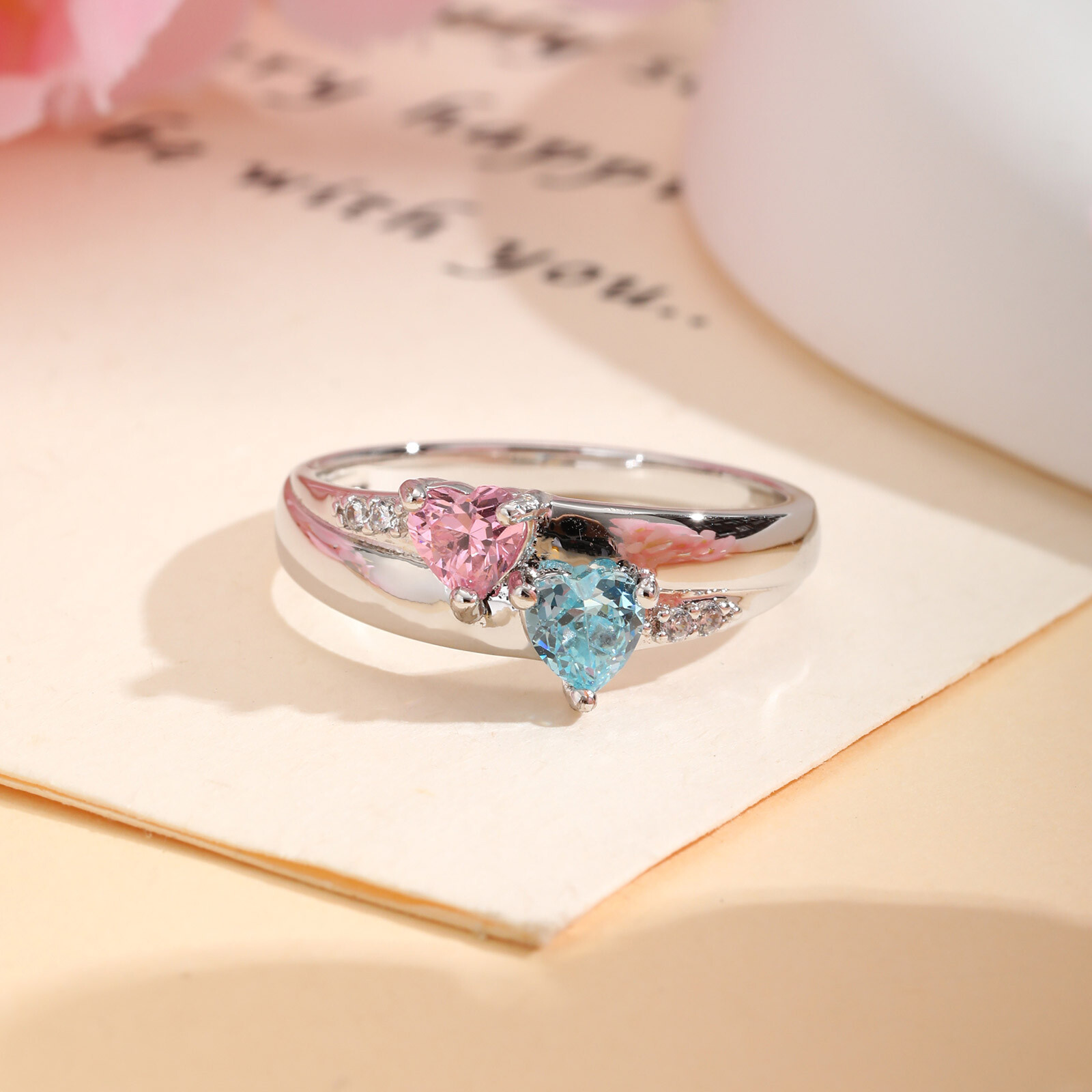 VNOX Custom Birthstone Ring Personalized Christmas Anniversary Gift for Women