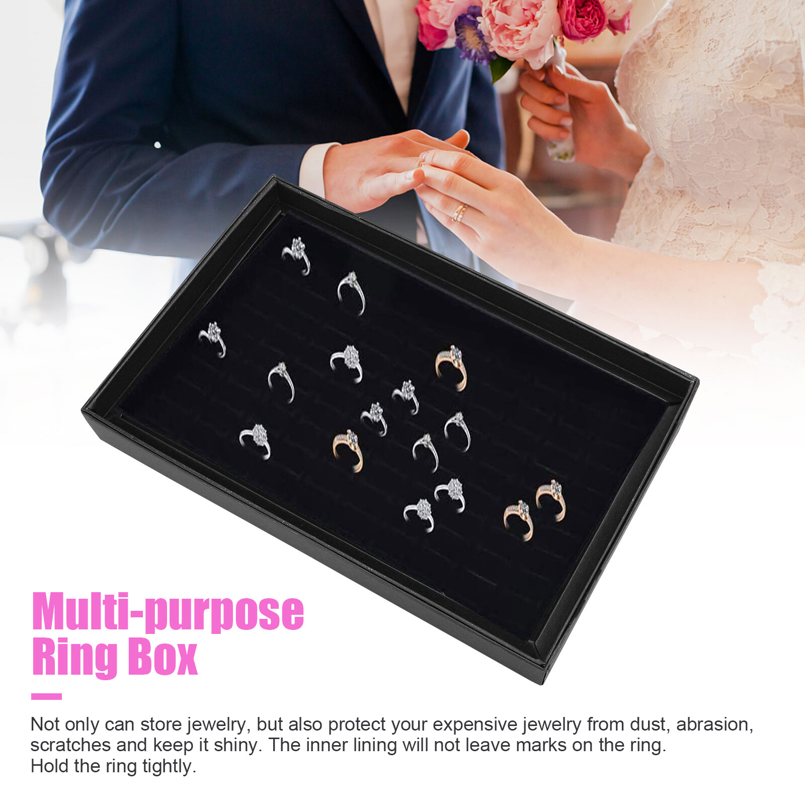 100 Slots Jewelry Ring Display Organizer Tray Holder Earrings Storage Box Case