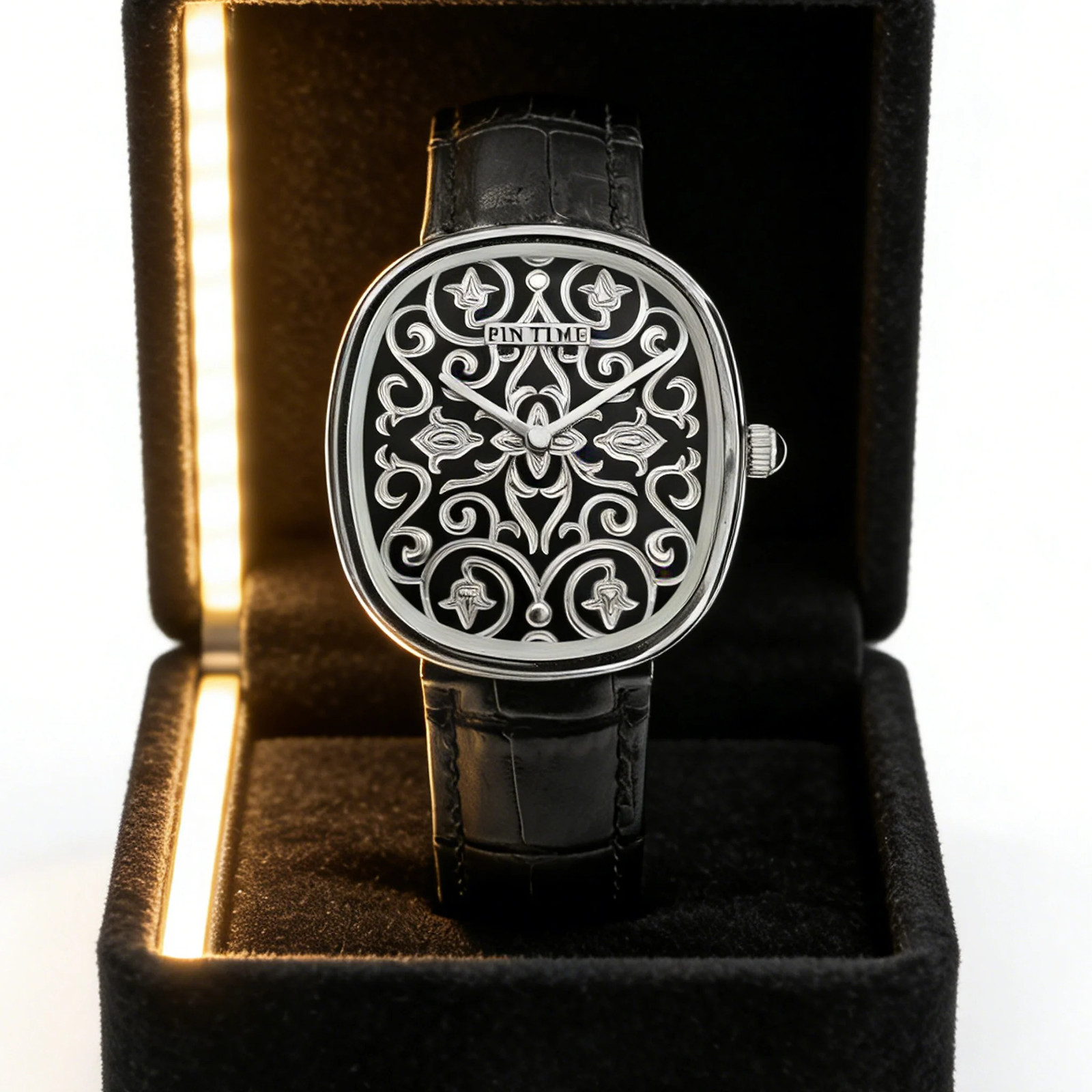 Classic Vintage Black Arabic Engraved Men’s Quartz Watch Elegant Gentleman