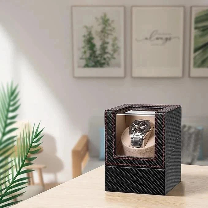 Automatic Rotation Single Watch Winder Box Leather Storage Display Case Box Gift