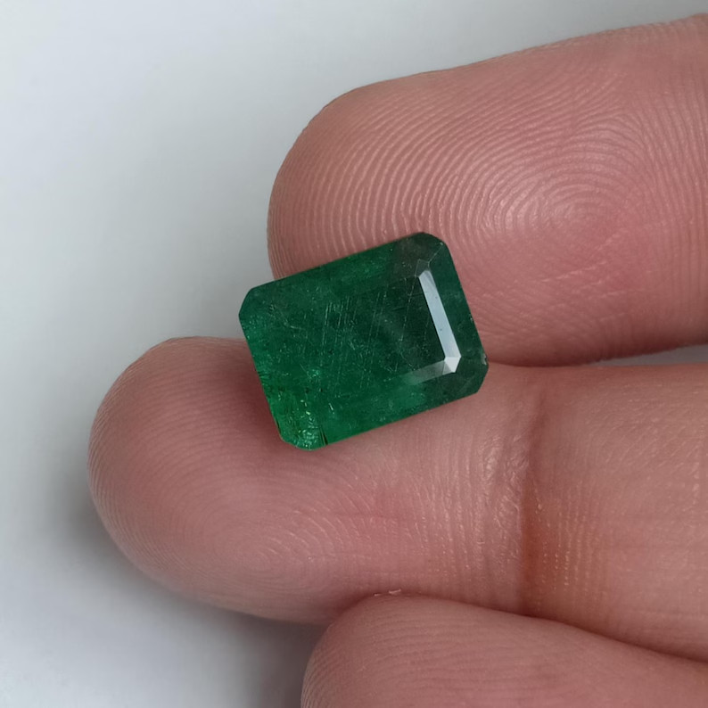 Vivid Muzo Green Emerald Octagon, 3.15 Ct Earth Mined Emerald Loose Gemstone