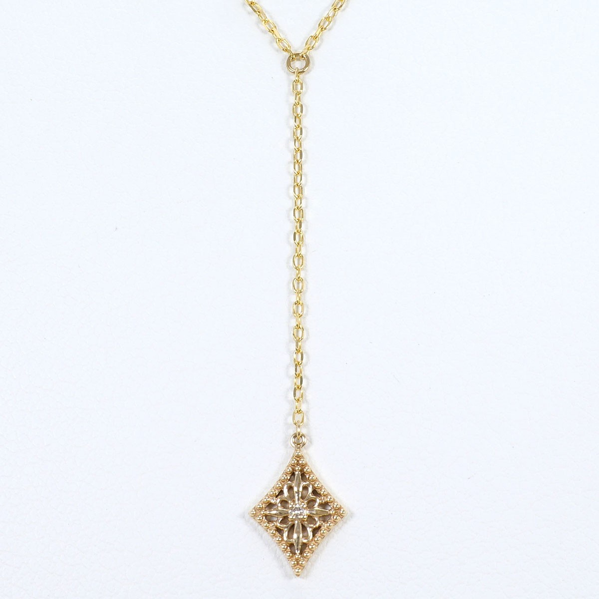K10 10 gold Necklace Diamond (no carat mark) 1.1g 44cm Free shipping Used