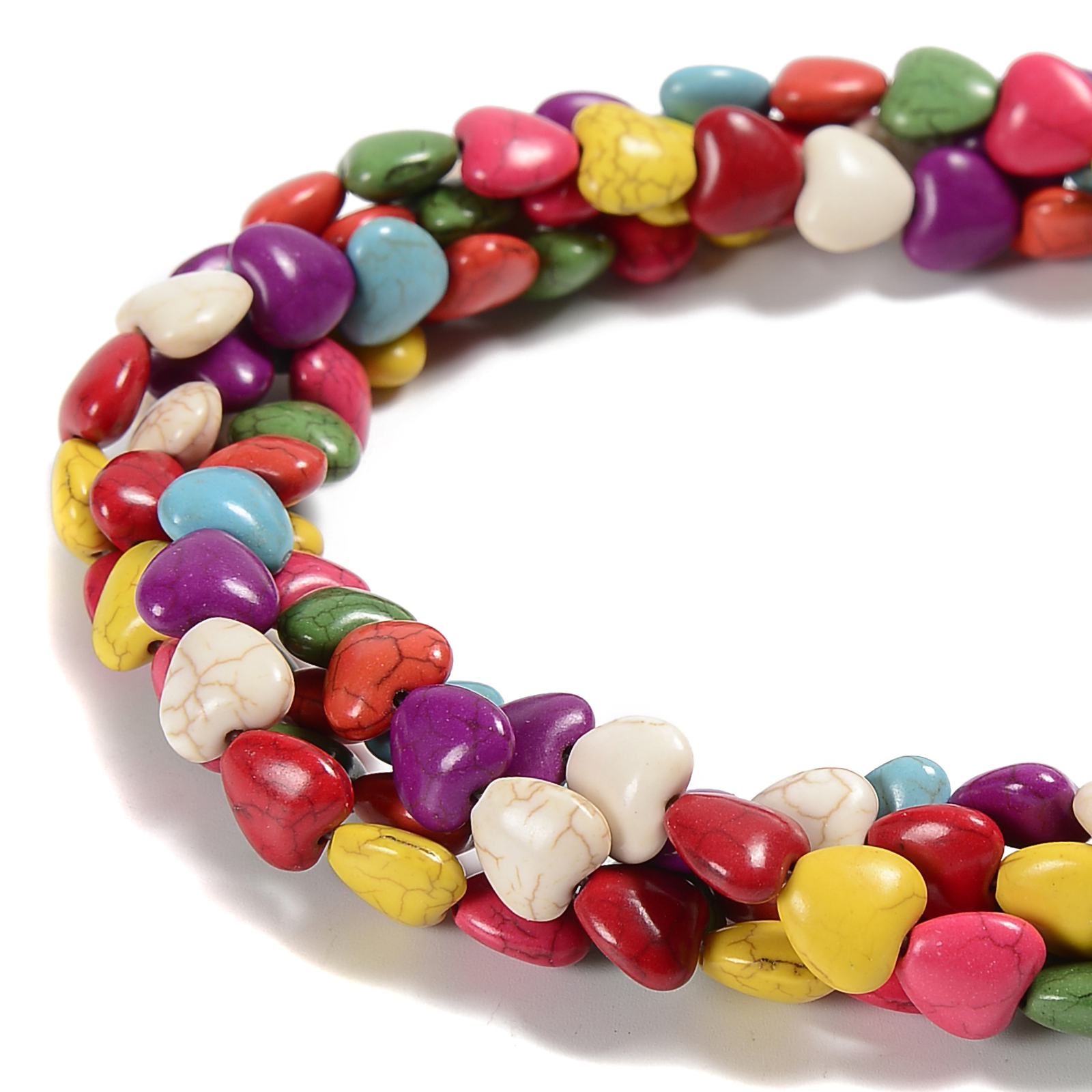 Multi-color Howlite Turquoise Heart Beads Size 8mm 10mm 15.5” Strand