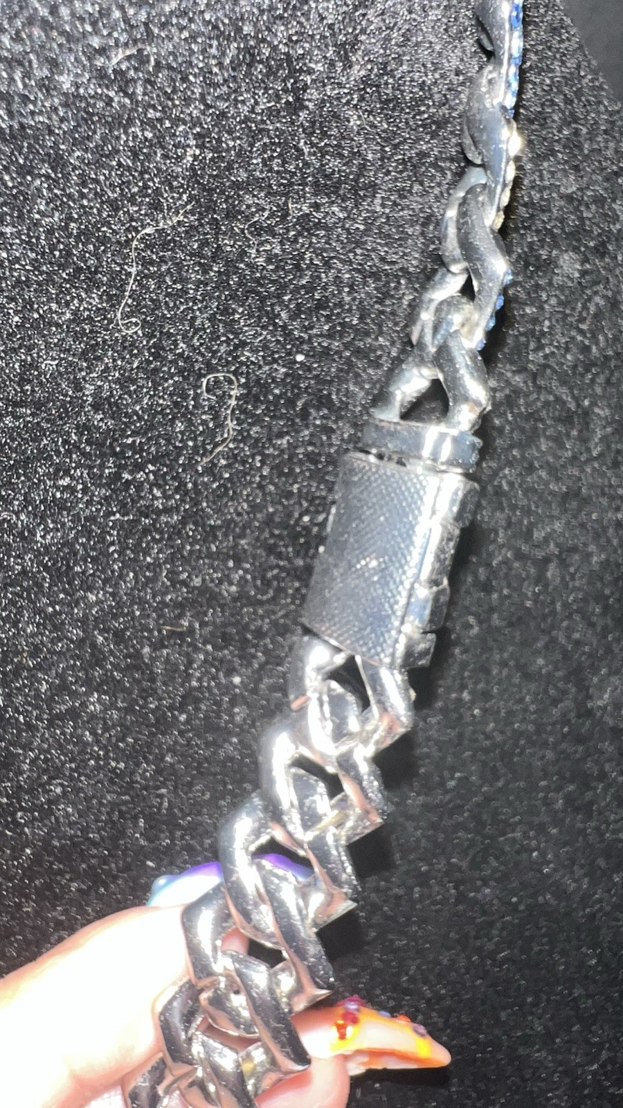 22” iced out 5ACZ blue & silver Cuban w Jesus pendant full iced