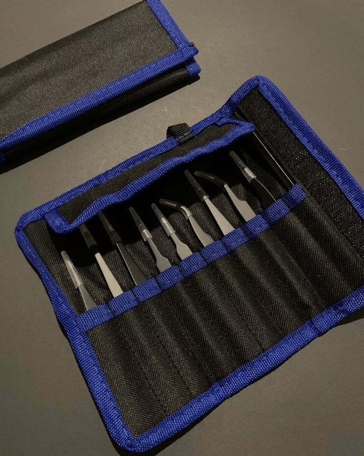 10pc Professional Tweezers Set for modelling hobby Jewelry Repair