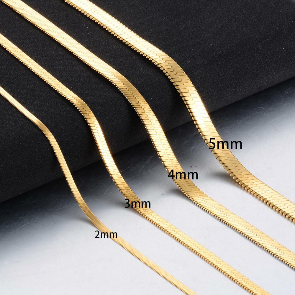 18K Gold Filled Herringbone Chain Necklace 16/18/20/22″/24″ 2/3/4mm/5mm Wide A14
