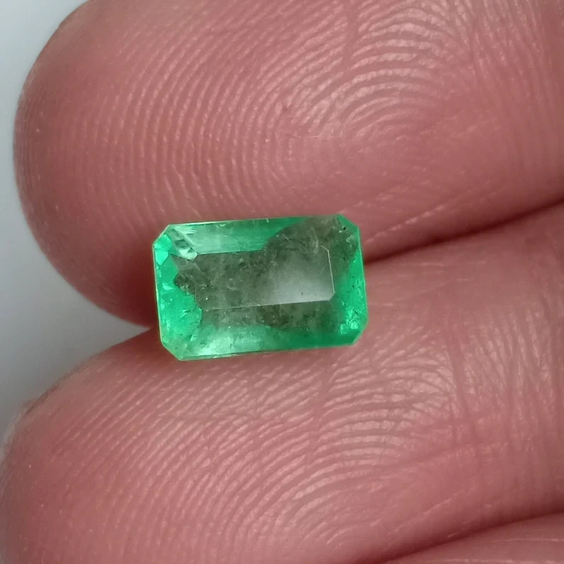 Ocean Green Emerald Octagon Cut Unheated Untreated Loose Gemstone 1.50 Ct