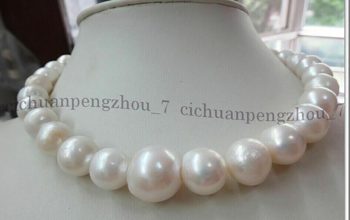 Huge 12-14mm Round Genuine Natural South Sea White Pearl Necklace 14-36 Inch