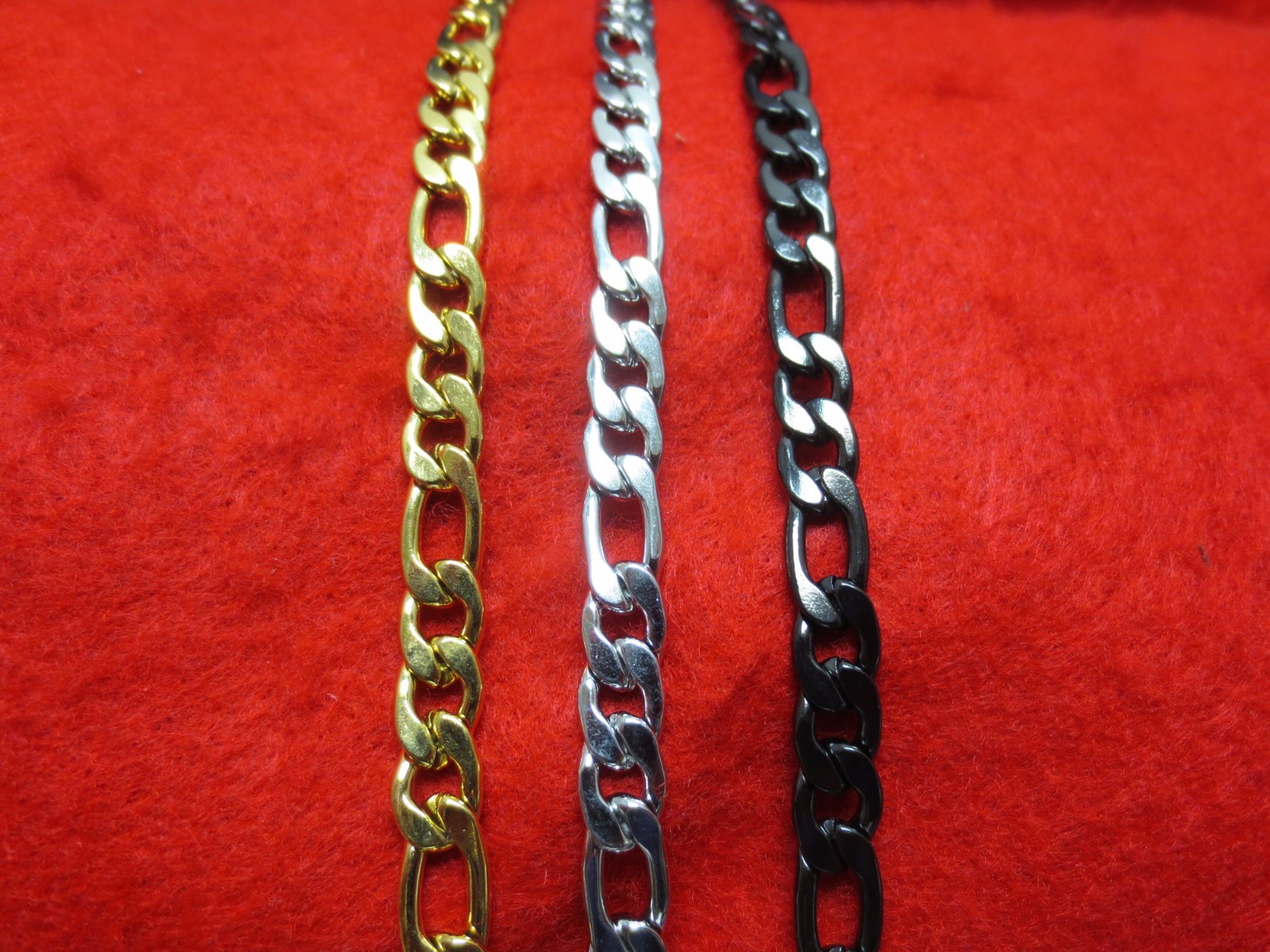 7″-60″ STAINLESS STEEL GOLD/SILVER/BLACK/PLATED 7MM FIGARO ROPE CHAIN NECKLACE