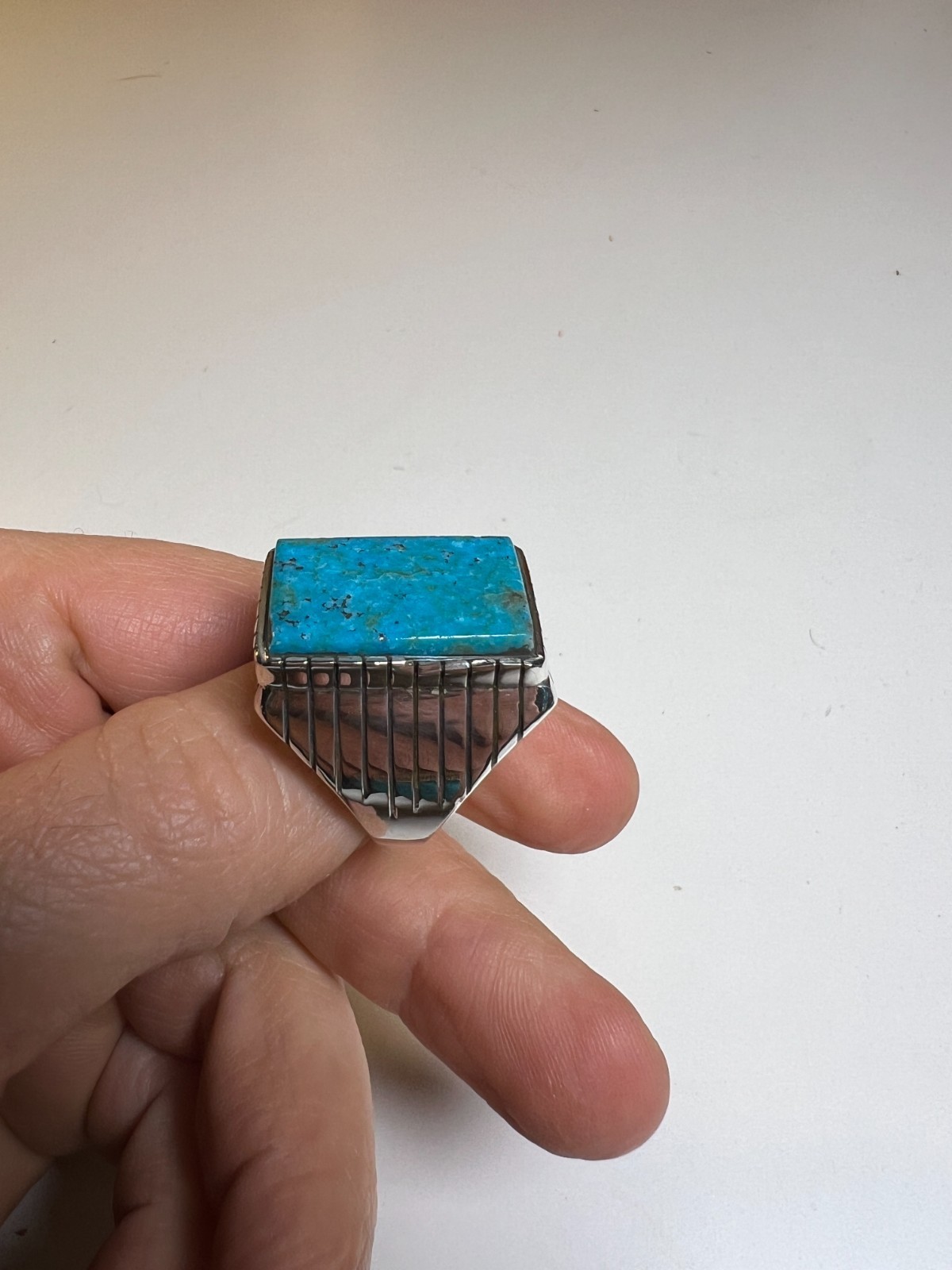 Mens Ring Sterling Silver Turquoise Navajo Trevor Jack Size 12.25 Southwestern