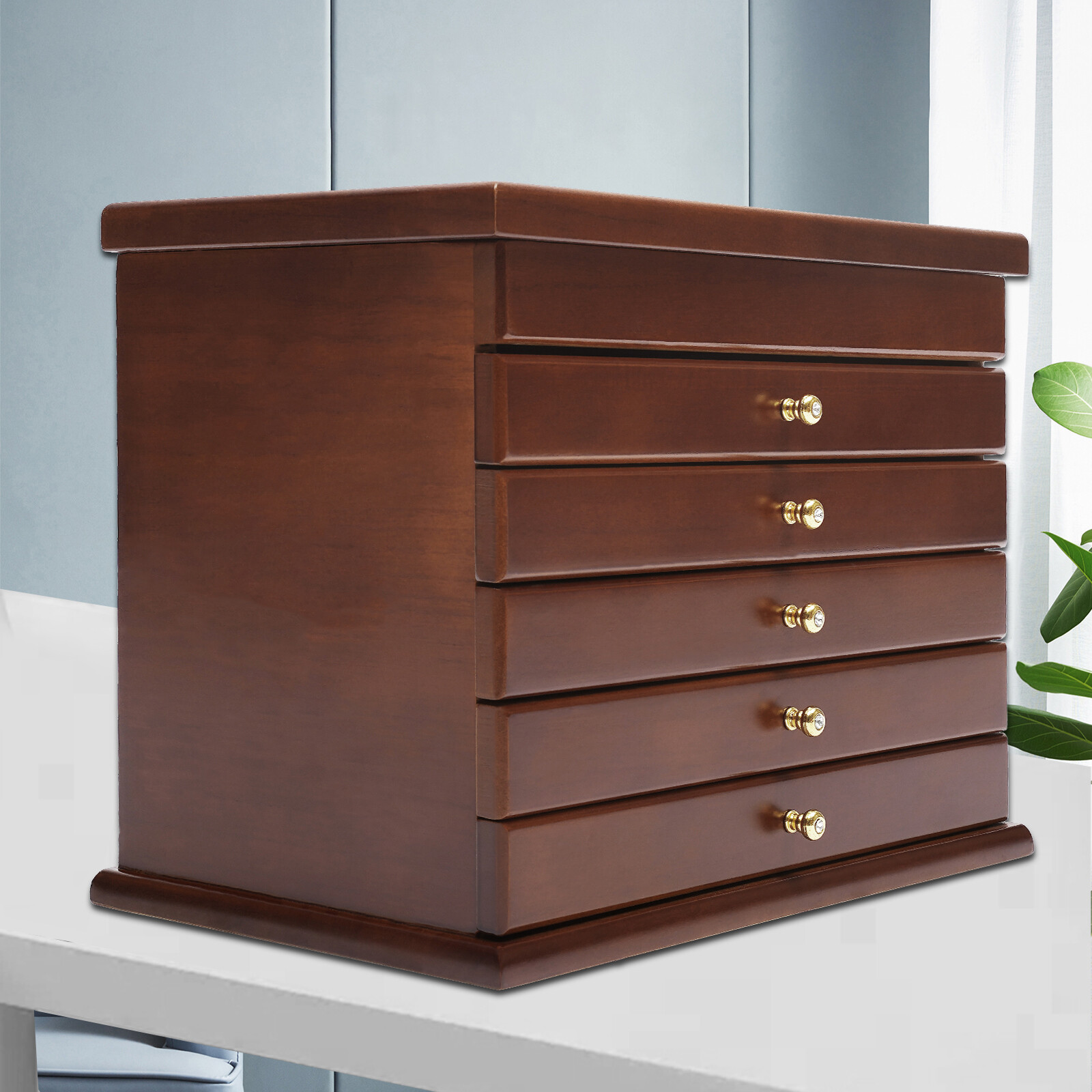6 Layers Jewelry Box Wooden Jewelry Organizer/Collection Box For Women