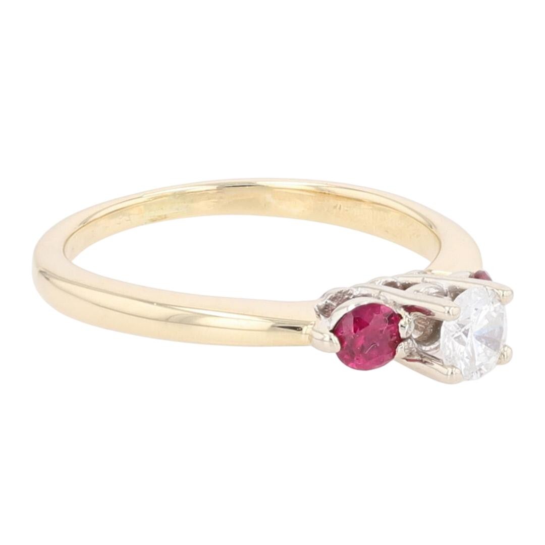 .50ctw Diamond and Lab-Created Ruby Engagement Ring 14k Yellow Gold Size 5.25