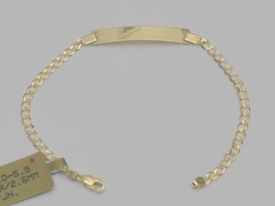 10K Solid Yellow Gold Cuban Curb Link Chain Baby ID Bracelet 5.5 In 1.9 Gr Q2
