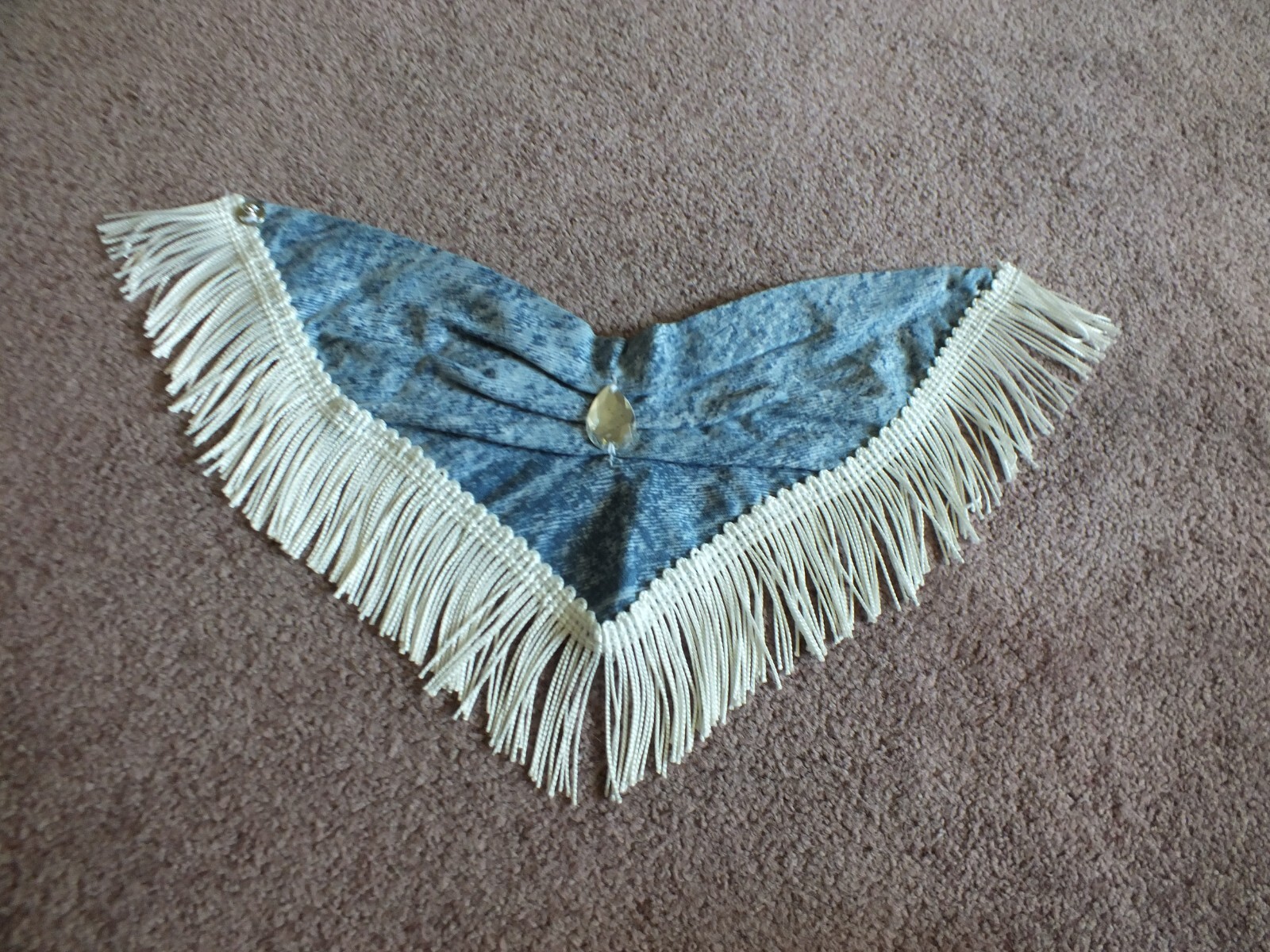 Upcycled Repurposed Cotton Scarf to Necklace Choker White Fringe Western Look