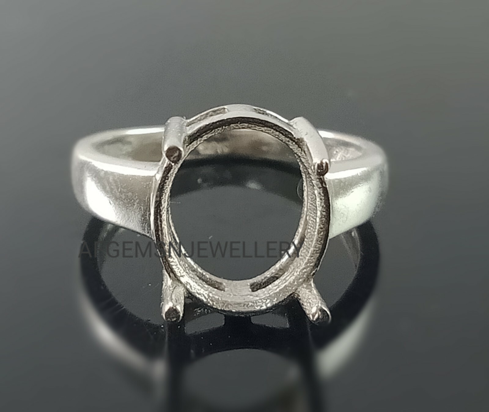 925 Sterling Sliver Ring-8X10 MM Oval Semi Mount Ring-Without Gemstone Ring