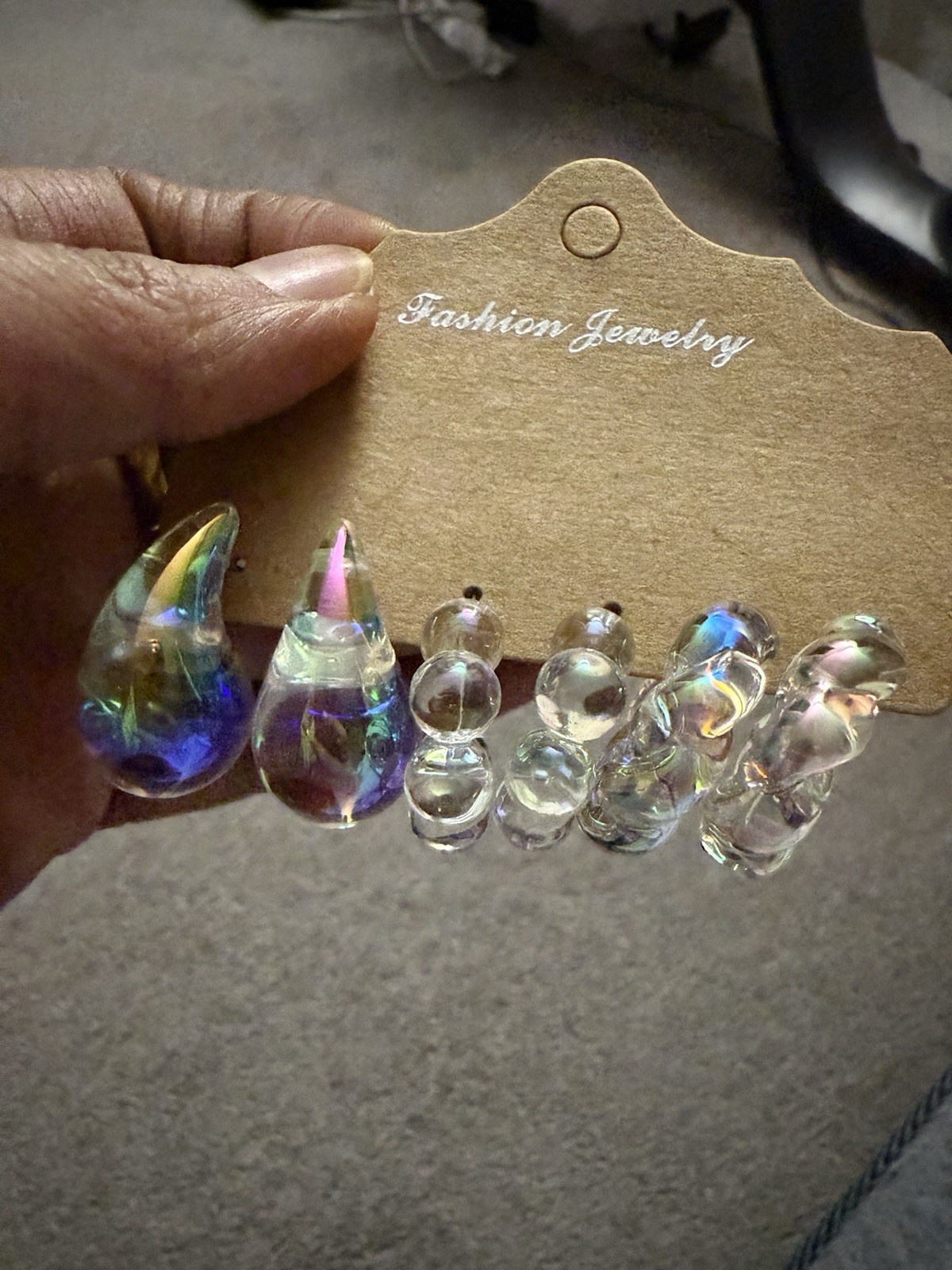 Iridescent Hoops Holographic Lucite Acrylic Transparent Retro Earrings Lot