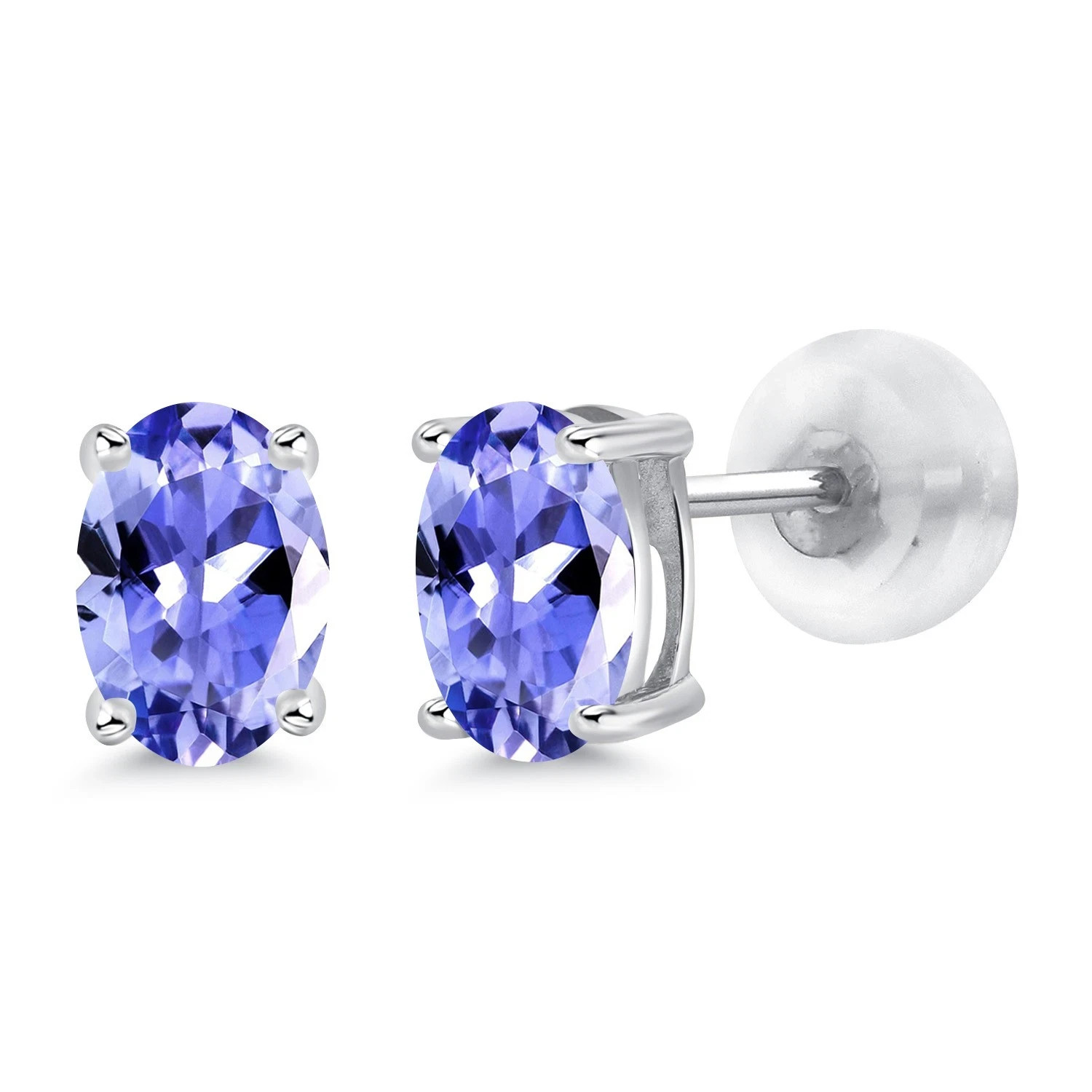 3.11 Ct Oval Cut Tanzanite Earrings Gift Earrings 14K Solid White Gold