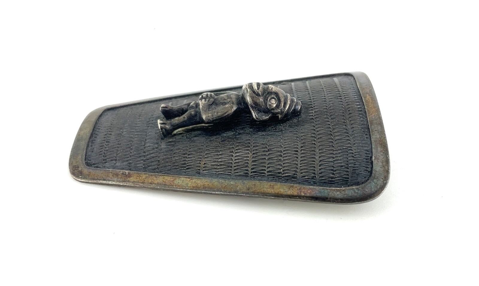 Vintage Peru MML Signed Sterling Silver Indigenous Man Pendant / Brooch Pin 2.4”