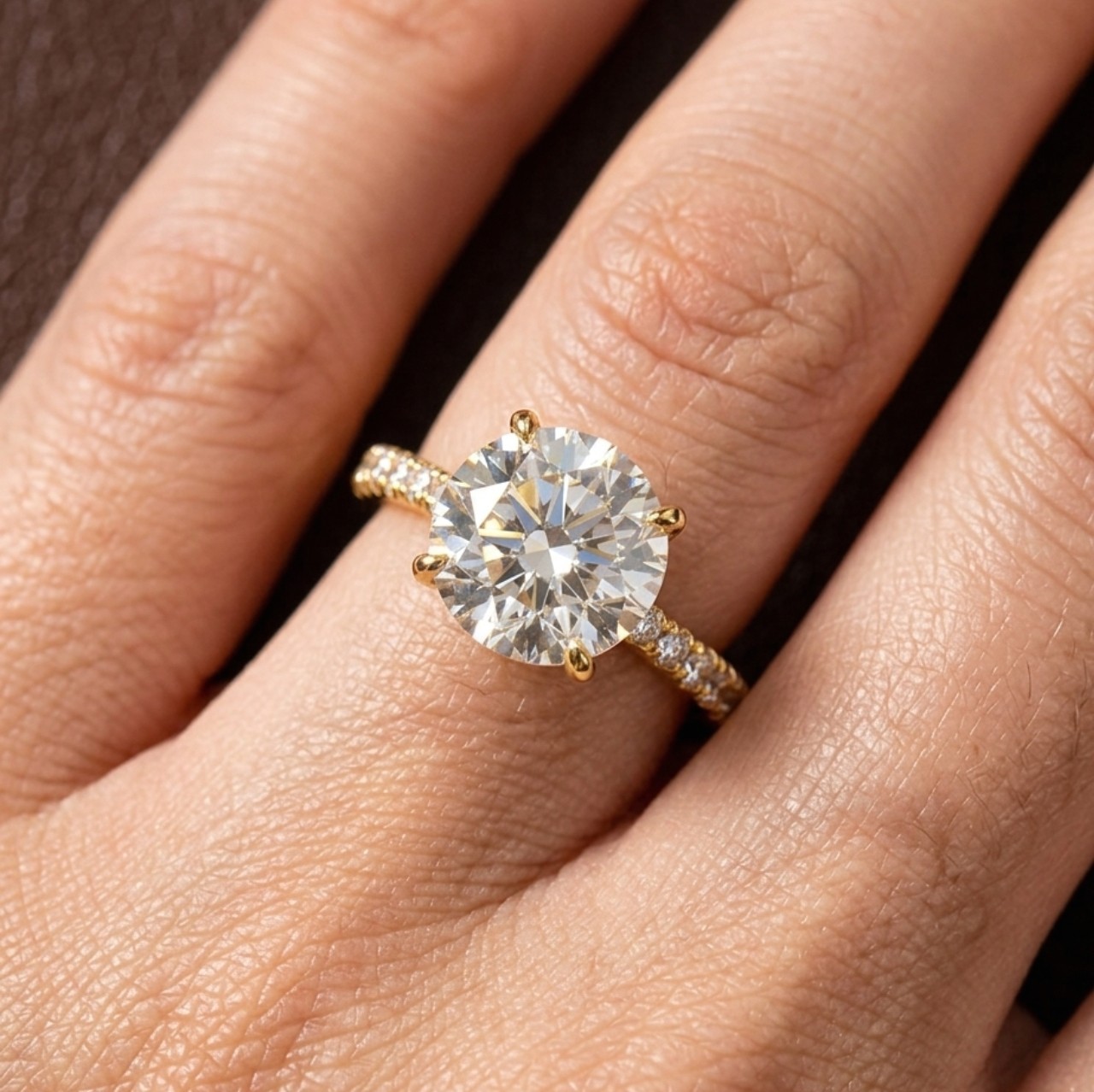 2CT Round Moissanite Engagement Ring Pavé Band Sterling Silver