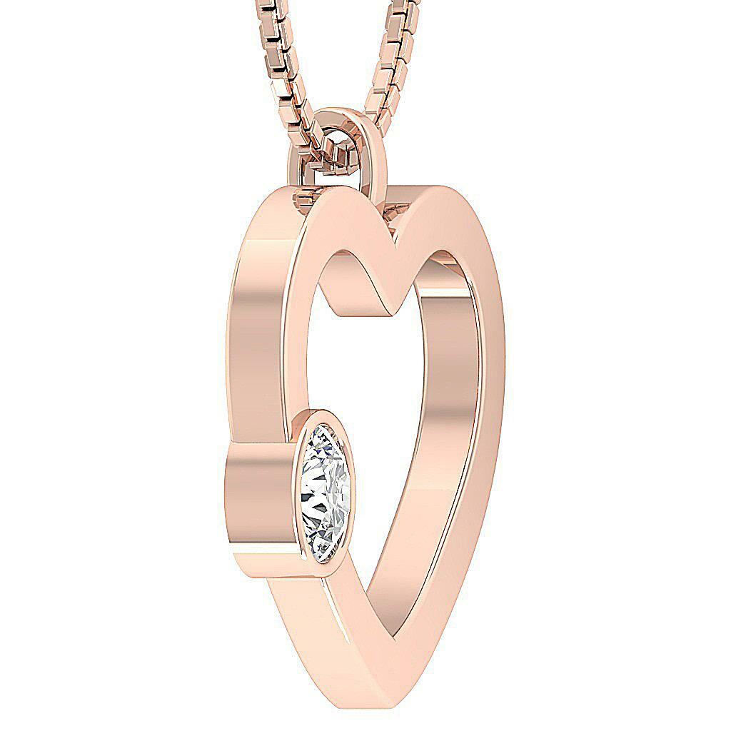 Solitaire Heart Pendant Necklace I1 G 0.25 Carat Natural Diamond 14K Yellow Gold