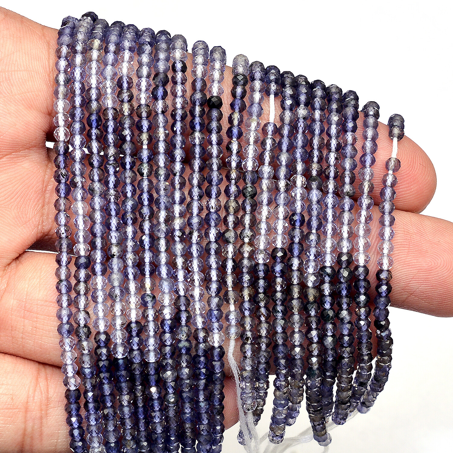 AAA+ Natural Multi Iolite Gemstone 3mm-4mm Faceted Rondelle Beads 13inch Strand
