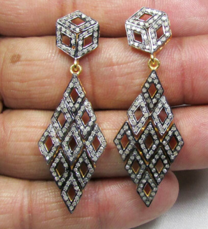 Pave Diamond Beautiful Earring 925 Silver Diamond Wedding Charm Elegant Earring.