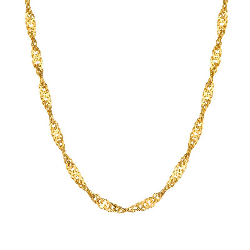 Stamped Au750 Solid 18k yellow Gold Necklace Women Gold Chain 46cm-